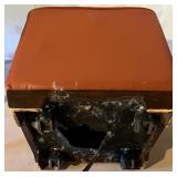 Brown Faux Leather Ottoman with Casters