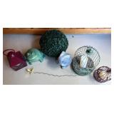 Garden Decor Collection with Lanterns, Animal Figures, and Birdcages