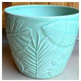 Plant Stand, Sun and Moon Wall Art, and Leaf Pattern Ceramic Pot Set