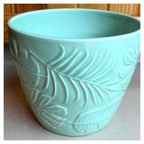 Plant Stand, Sun and Moon Wall Art, and Leaf Pattern Ceramic Pot Set