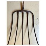 Pair of Vintage Metal Pitchfork Heads Farm Tool Attachments