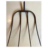 Pair of Vintage Metal Pitchfork Heads Farm Tool Attachments