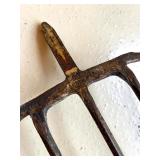 Pair of Vintage Metal Pitchfork Heads Farm Tool Attachments