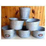Set of 5 Galvanized Metal Buckets by Behrens