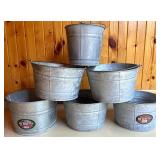 Set of 5 Galvanized Metal Buckets by Behrens