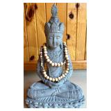 Decorative Stone Buddha Statue with Beaded Necklaces