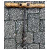 Antique Axe and Large Wooden Handle Auger Tool Set
