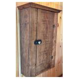 Vintage Wall-Mount Wooden Cabinet with Vintage Metal Latch