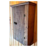 Vintage Wall-Mount Wooden Cabinet with Vintage Metal Latch