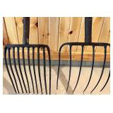 Pair of Vintage Pitchforks with Wooden Handles