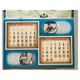 K - Vintage 1944 Calendar Page with Skiing Artwork 10 x 14 Inch