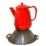LL - Vintage Enamelware Set with Coffee Pots, Colander, and Pitcher