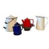 LL - Vintage Enamelware Set with Coffee Pots, Colander, and Pitcher