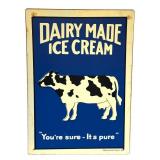 LR - Collection of 3 Vintage Style Metal Signs Including Coca-Cola, Dairymen Thermometer, and Dairy Made Ice Cream