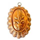 K - Vintage Copper Fleur-de-Lis Jelly Mold 6.5 x 4 Inches
