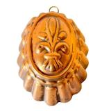 K - Vintage Copper Fleur-de-Lis Jelly Mold 6.5 x 4 Inches