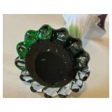 K - 11 Inch Italian Art Glass Vase with Green and Purple Swirl