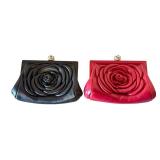 K - Brighton Rose Embossed Clutch Purses Set of 2 with Chains