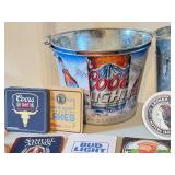E - Beer Bucket Set with Bar Coasters and Metal Ice Pail