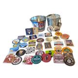 E - Beer Bucket Set with Bar Coasters and Metal Ice Pail