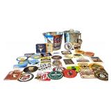 E - Beer Bucket Set with Bar Coasters and Metal Ice Pail