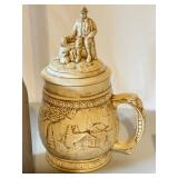 German Beer Stein and Mug Collection with Vintage Coasters