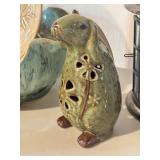 Whimsical Home Decor: Frog Theme Pier 1 Pottery Bowls, Artisan Vase, Bunny Lantern, Set of 4 Salad PlatesÂ 