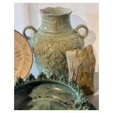 Whimsical Home Decor: Frog Theme Pier 1 Pottery Bowls, Artisan Vase, Bunny Lantern, Set of 4 Salad PlatesÂ 