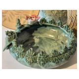 Whimsical Home Decor: Frog Theme Pier 1 Pottery Bowls, Artisan Vase, Bunny Lantern, Set of 4 Salad PlatesÂ 