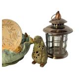 Whimsical Home Decor: Frog Theme Pier 1 Pottery Bowls, Artisan Vase, Bunny Lantern, Set of 4 Salad PlatesÂ 