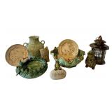 Whimsical Home Decor: Frog Theme Pier 1 Pottery Bowls, Artisan Vase, Bunny Lantern, Set of 4 Salad PlatesÂ 