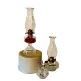 Crock, Two Glass Oil Lamps, Spooner with Spoons Vintage Collection