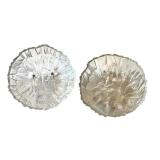 LL - Pair of Hoya Crystal Iceberg Pattern Serving Bowls 9.5 Inch