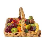 LL - Set of 3 Wicker Baskets with Faux Fruit Assortment