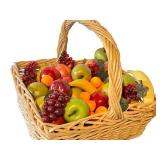 LL - Set of 3 Wicker Baskets with Faux Fruit Assortment