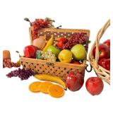 LL - Set of 3 Wicker Baskets with Faux Fruit Assortment