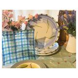 LL - Floral Dinnerware Collection with Plates, Hand-Painted Glasses, and 6 Placemats
