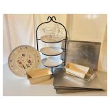 LL - Assorted Bakeware Collection with 4 Cookie Sheets, Bread Pans, Serving Platter, and Glass Measuring Cup
