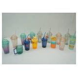 NEW Tumblers (13ct) Glitter, Striped, Animals-all lidded with straws, & 4pk Sun Squad Kids Cups
