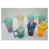 NEW Tumblers (13ct) Glitter, Striped, Animals-all lidded with straws, & 4pk Sun Squad Kids Cups