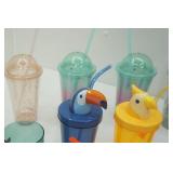 NEW Tumblers (13ct) Glitter, Striped, Animals-all lidded with straws, & 4pk Sun Squad Kids Cups
