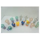 NEW Tumblers (13ct) Glitter, Striped, Animals-all lidded with straws, & 4pk Sun Squad Kids Cups