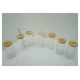 NEW Glass Tumblers With Bamboo Lids (7ct)