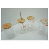NEW Glass Tumblers With Bamboo Lids (7ct)