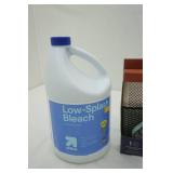 Low-Splash Bleach 121 Fl oz, 4pc Scrubbers & Sponge Set, Glad Drawstring Trash Bags 34ct 4 gallon-Cherry Blossom