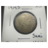 1914 S Key Date Barber Quarter. Only 264K Mintage