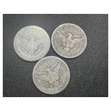 (3) Barber Half Dollars