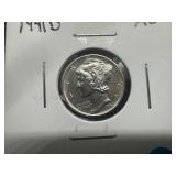 1941 D High Grade Mercury Dime. AU or Better.