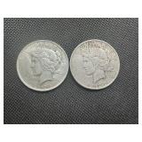 (2) Circulated Peace Dollars
