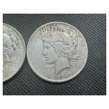 (2) Circulated Peace Dollars